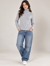 TU Women Light Grey Ribbed Roll Neck Jumper
