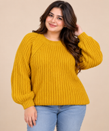 TU Women Mustard Yellow Chunky Knit Sweater