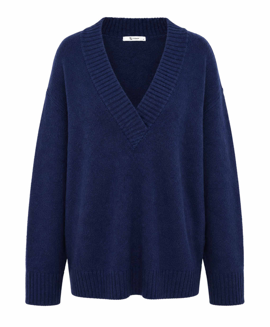 TU Women navy blue V-neck knit sweater in UK size XL. Relaxed oversized fit with ribbed detailing, long sleeves and versatile styling for winter and casual wear.
