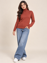TU Women Rust Red Roll Neck Knitted Jumper