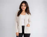Tu Women’s Cream Ribbed Knit Open Front Cardigan