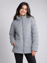 Tu Womens Light Grey Quilted Puffer Jacket