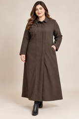 TUGBA Women Dark Brown Long Maxi Coat