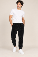 TURTLES Men Black Velour Jogger Trousers