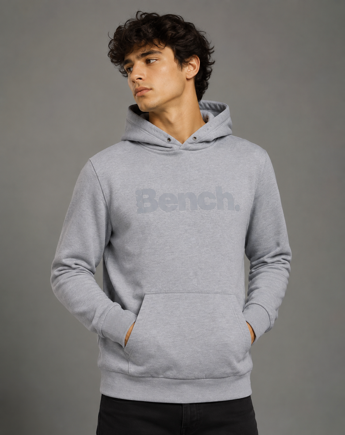  UK HandPicked Bench Grey Pullover Hoodie for men. Premium soft fleece, regular fit, kangaroo pocket, and stylish casual design perfect for everyday wear, travel, and winter layering.