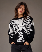 UK HandPicked Black Skeleton Graphic Knit Sweater
