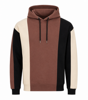  UK HandPicked Boys' Colour Block Pullover Hoodie in brown, cream and black. Soft, stylish and comfortable hooded sweatshirt for teen boys aged 14–16. Perfect for casual everyday wear.