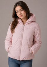 UK HandPicked Girls Light Pink Hooded Puffer Jacket