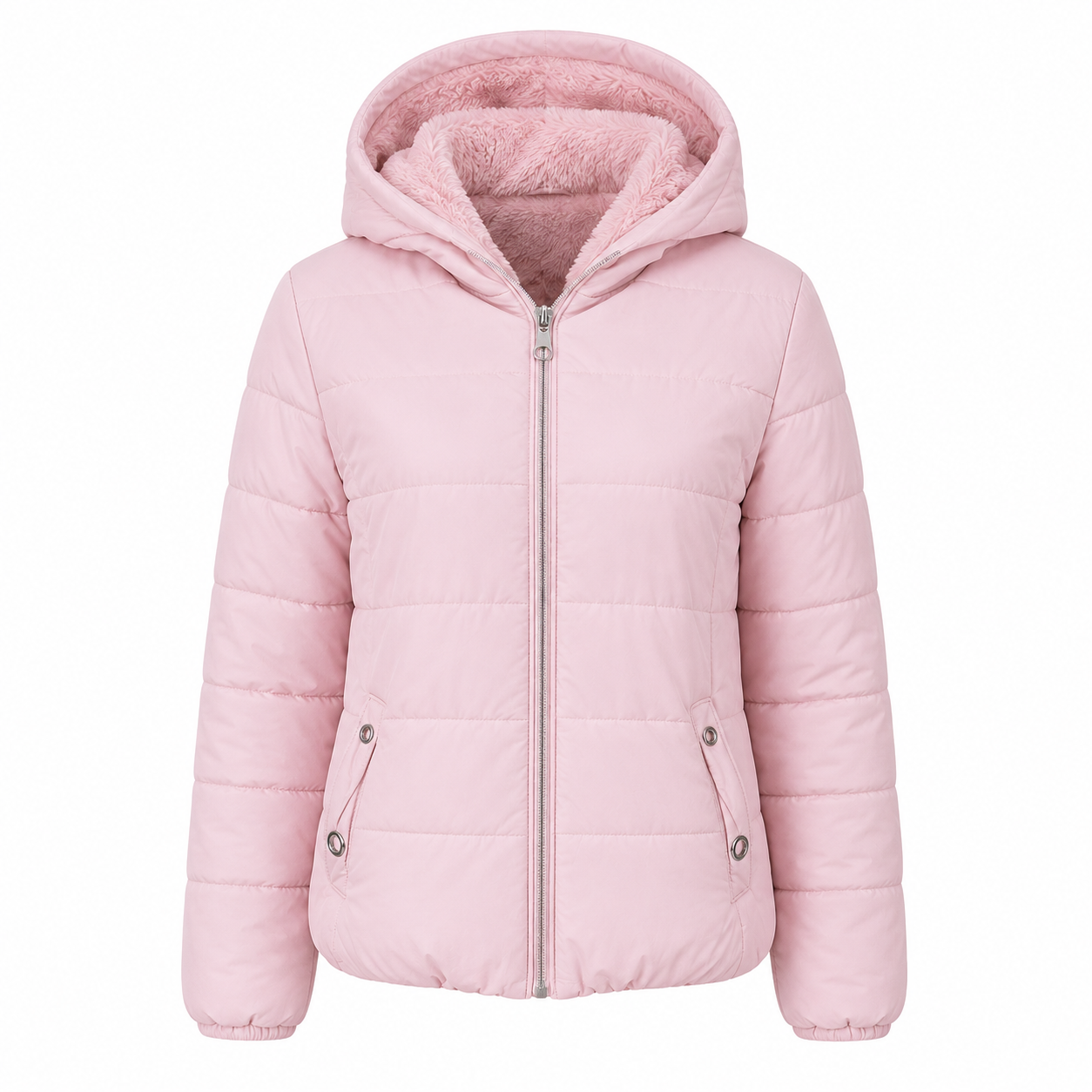  UK HandPicked Girls Light Pink Hooded Puffer Jacket featuring a soft fleece-lined hood, lightweight quilted design, zip closure, and cozy winter warmth. Perfect for everyday wear, school, and outdoor adventures.