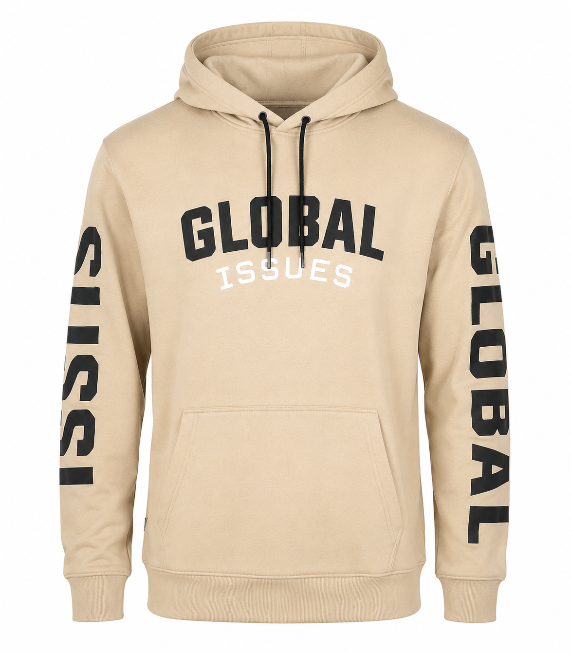  UK HandPicked Global Issues Beige Pullover Hoodie featuring premium comfort, bold graphic print, adjustable hood, and kangaroo pocket. Perfect for casual wear, streetwear, and everyday fashion.