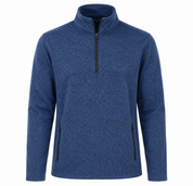  UK HandPicked Men's Blue Quarter Zip Fleece Pullover featuring a soft fleece fabric, high neck, zip pockets, and regular fit. Perfect for casual wear, travel, and winter comfort.