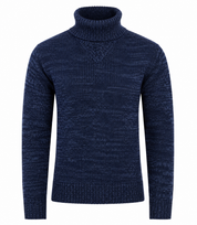  UK HandPicked Men's Navy Blue Turtleneck Knitted Sweater. Soft premium knit fabric, classic roll-neck design, and stylish winter comfort for everyday wear.