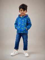 URBAN Kids Blue Crocodile Print Hooded Waterproof Jacket