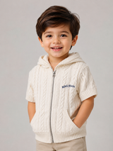 Urban Outfitters Boys Cream Cable Knit Hooded Jumper
