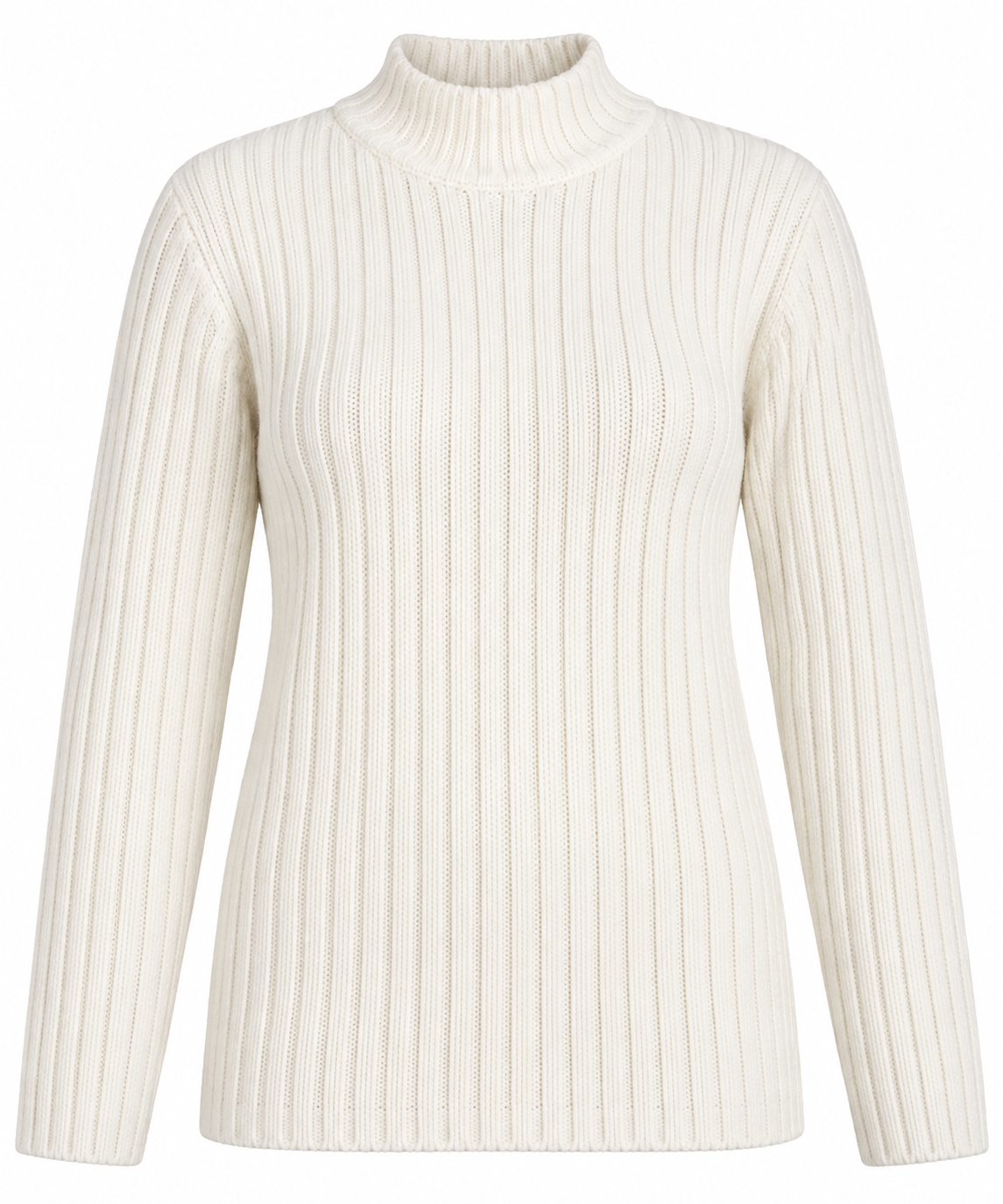 URBAN SPIRIT women’s cream ribbed high neck knit sweater in UK Size M. A cozy long-sleeve knit ideal for stylish autumn and winter outfits.