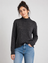 Vero Moda Womens Charcoal Marled Mock Neck Sweater