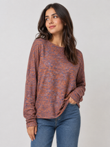 Vero Moda Womens Orange & Purple Marled Long Sleeve Pullover Top