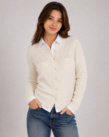 Vida Vi Girls Ivory Cable Knit Cardigan