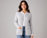 Vida Vi Womens Light Grey Cable Knit Sweater