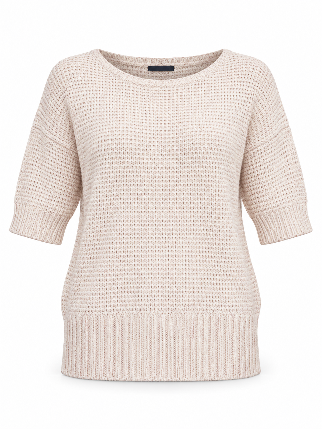  Wallis women’s cream textured knit jumper in UK XL, featuring elbow-length sleeves, a round neckline and deep ribbed trims for easy styling.