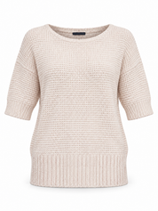  Wallis women’s cream textured knit jumper in UK XL, featuring elbow-length sleeves, a round neckline and deep ribbed trims for easy styling.