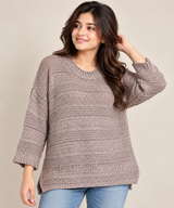 WARE HOUSE Women Taupe Textured Knit Jumper