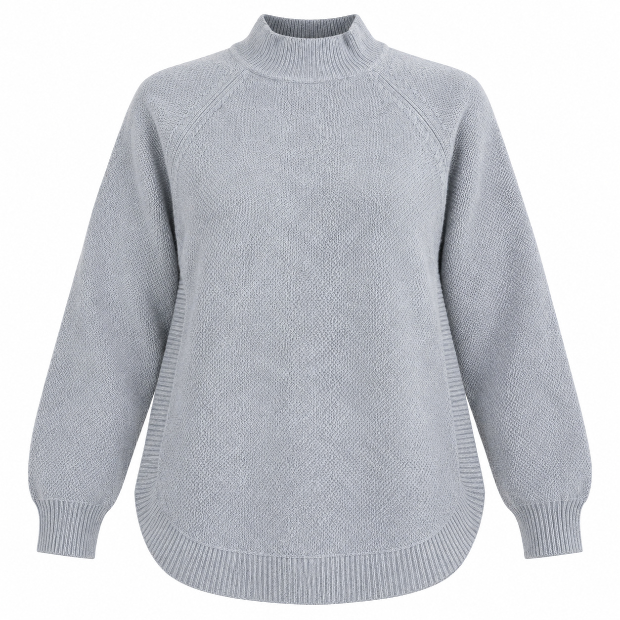 WAREHOUSE women’s grey knit sweater in UK Size M. Stylish mock neck, long sleeves, relaxed fit and ribbed detailing. Perfect for everyday winter wear.