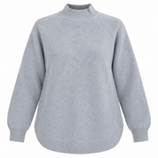 WAREHOUSE women’s grey knit sweater in UK Size M. Stylish mock neck, long sleeves, relaxed fit and ribbed detailing. Perfect for everyday winter wear.