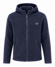  Weird Wash navy blue textured hooded zip-up jacket in UK Size S. Stylish casual design with full zip, hood and front pockets. Rated 4/5.
