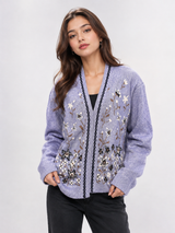 Whisper Women’s Lavender Floral Knit Cardigan