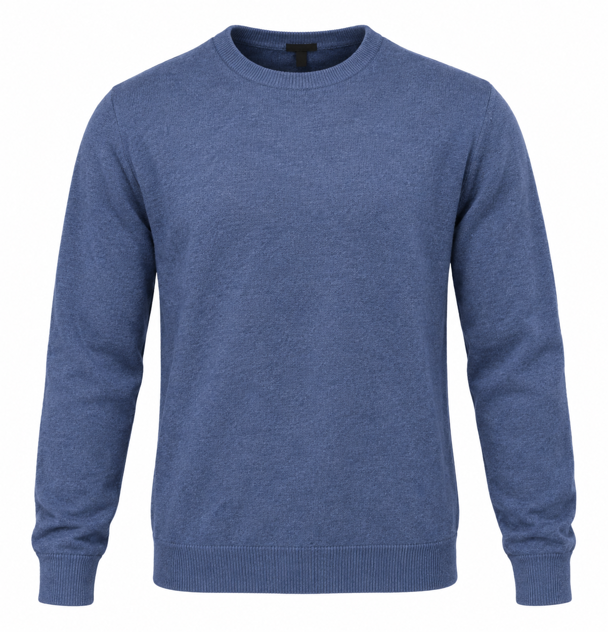 WOOLMARK Men’s Blue Crew Neck Knit Jumper in UK Size M. A classic long-sleeve jumper ideal for casual, smart-casual and everyday wear.