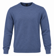 WOOLMARK Men’s Blue Crew Neck Knit Jumper in UK Size M. A classic long-sleeve jumper ideal for casual, smart-casual and everyday wear.