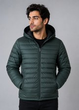 Work Out Men's Dark Green Hooded Quilted Puffer Jacket