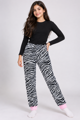 YD Girls Zebra Print Fleece Jogger Trousers