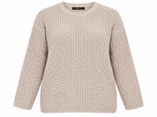 YOURS women’s beige textured knit jumper in UK Size 3XL. Comfortable plus-size sweater with crew neck, long sleeves and a plain straight hem.