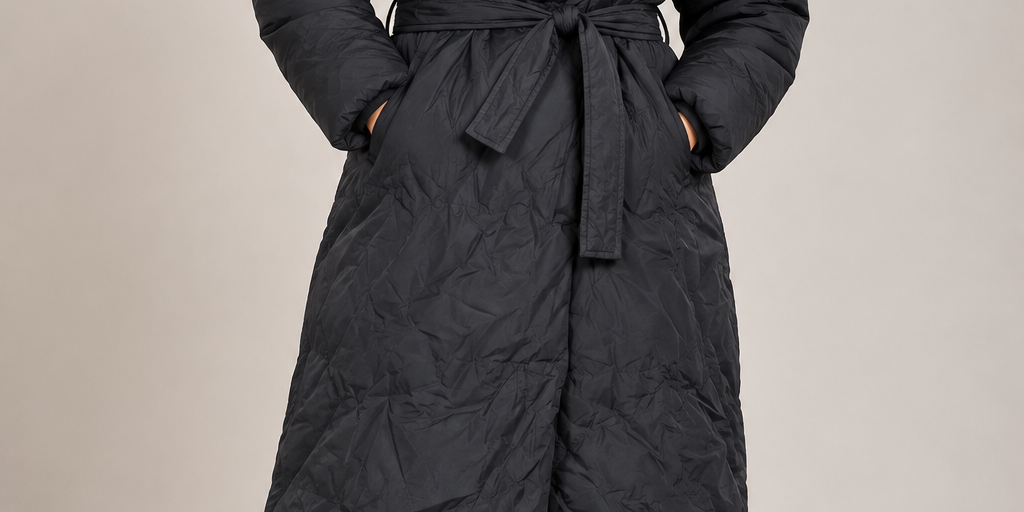  Yours Women’s Black Long Puffer Coat in UK Size 20 featuring a matching waist belt, padded design and longline fit. Stylish winter outerwear.