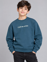 Zara Boy Teal Blue “Call Me Artist” Crew Neck Sweatshirt