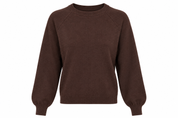  Zara chocolate brown crew neck knit jumper for women in UK size M. Stylish long-sleeve design, versatile colour and perfect for casual autumn and winter outfits.