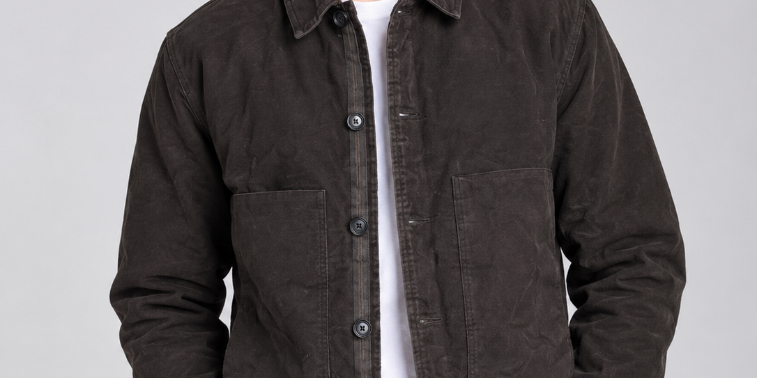 Zara men’s dark brown utility jacket in UK size M. Classic button-front design with collar, long sleeves and practical front pockets.
