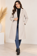 Zara Women Beige Longline Tailored Coat