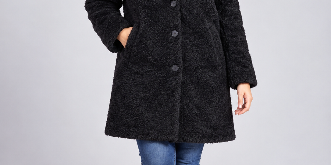 ZARA Women's Black Teddy Faux Fur Coat in UK Size M. Soft textured winter coat with button fastening. Chest 23", length 30". Shop now!
