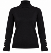 this ZARA women’s black turtleneck jumper in UK Size L, featuring elegant silver button cuffs and a versatile long-sleeve design.