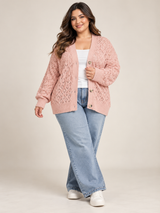 ZARA Women Blush Pink Openwork Knitted Cardigan