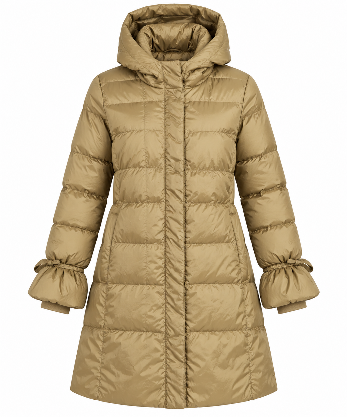 ZARA women’s khaki hooded puffer coat in UK Size S. A warm, stylish long padded winter jacket with hood and practical pockets for everyday wear.