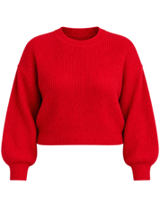  ZARA Women's Red Ribbed Cropped Jumper in UK 4XL. Stylish crew neck knit sweater with balloon sleeves. Chest 27", length 17". Shop now!