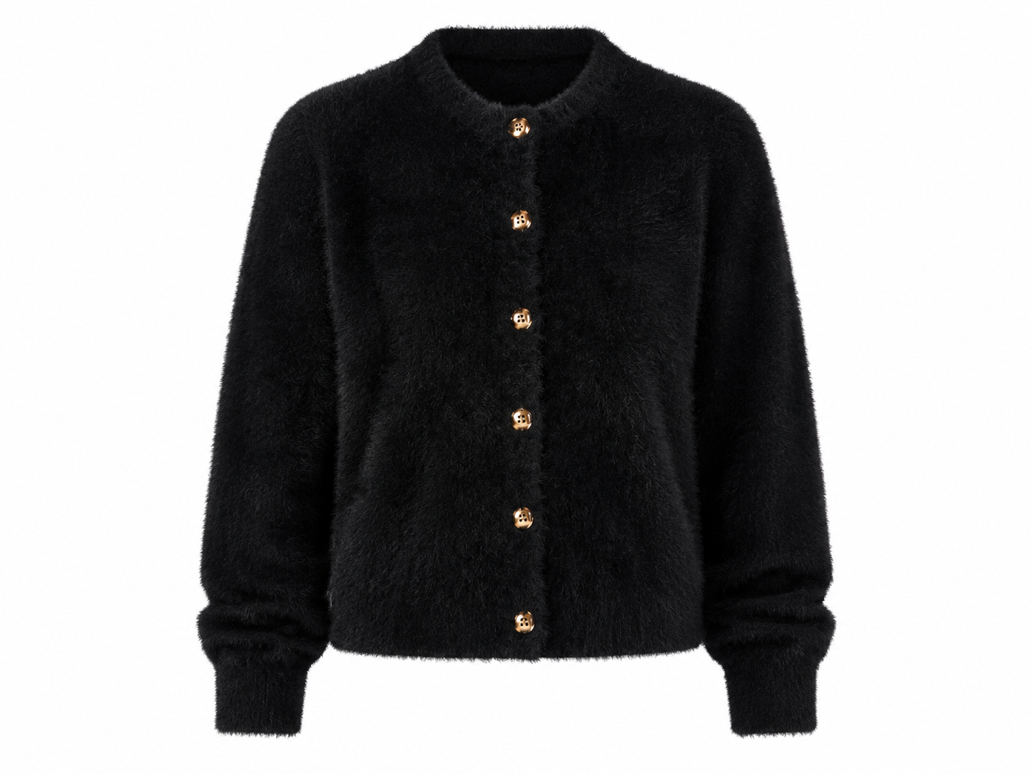  ZARA women’s black fluffy cardigan in UK XL. Soft textured finish, long sleeves and gold-tone buttons make it perfect for stylish everyday layering.